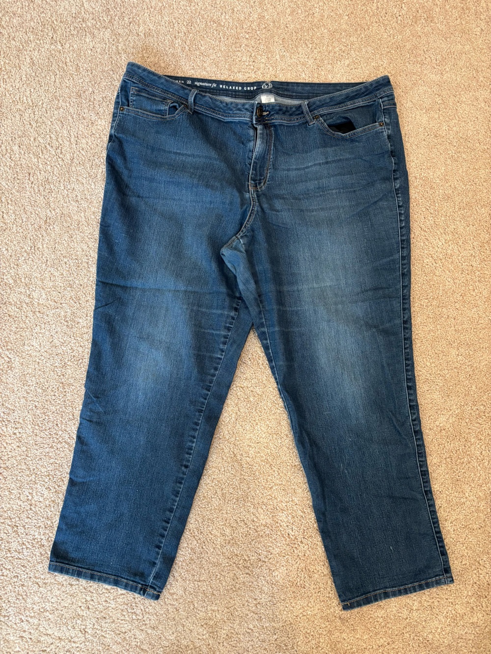 Dark Blue Straight Leg Jeans 22W